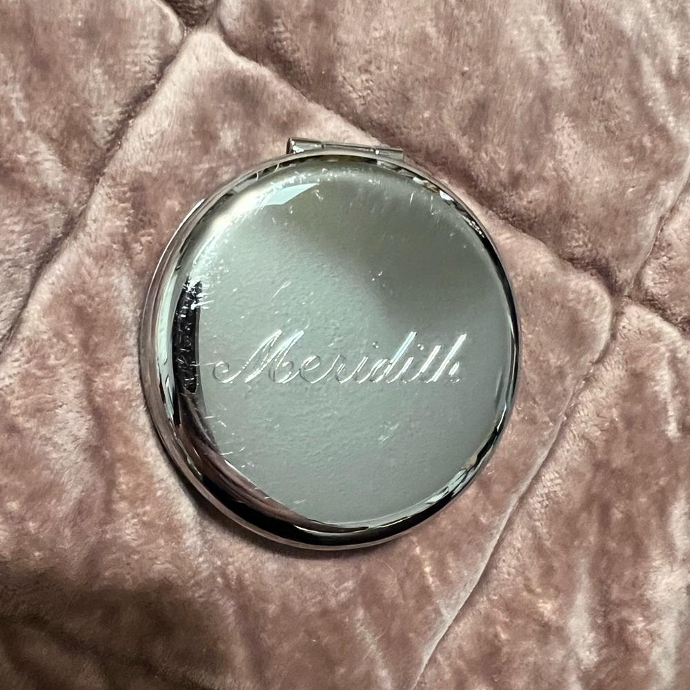 Silver Engraved Name Mirror with Plastic Case